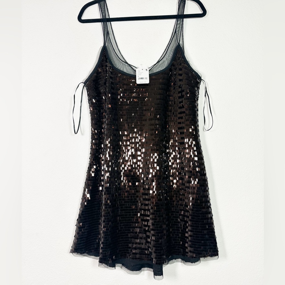 Free People Disco Fever Mini Slip in Black Combo size Large NWT - Picture 10 of 15